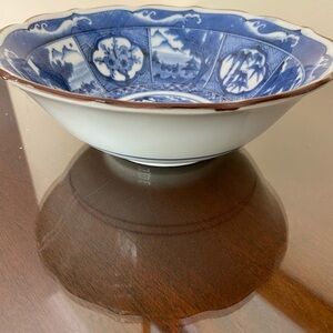 Asian serving bowl 7.5 inches blue/white